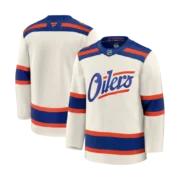 Men's Edmonton Oilers Light Beige Alternate Premium Jersey - Image 2
