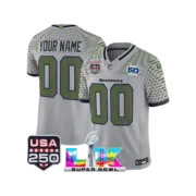 Men’s 2026 Seattle Seahawks Super Bowl LX &USA 250 5Oth RC Gray Jersey