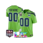 Men’s 2026 Seattle Seahawks Super Bowl LX & USA 250 5Oth Green Jersey