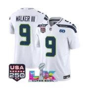 Men’s 2026 Seattle Seahawks Super Bowl LX & USA 250 5Oth White Jersey - Image 3