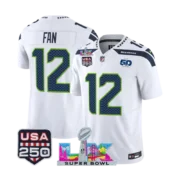 Men’s 2026 Seattle Seahawks Super Bowl LX & USA 250 5Oth White Jersey - Image 4