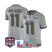 Men’s 2026 Seattle Seahawks Super Bowl LX &USA 250 5Oth RC Gray Jersey - Image 2